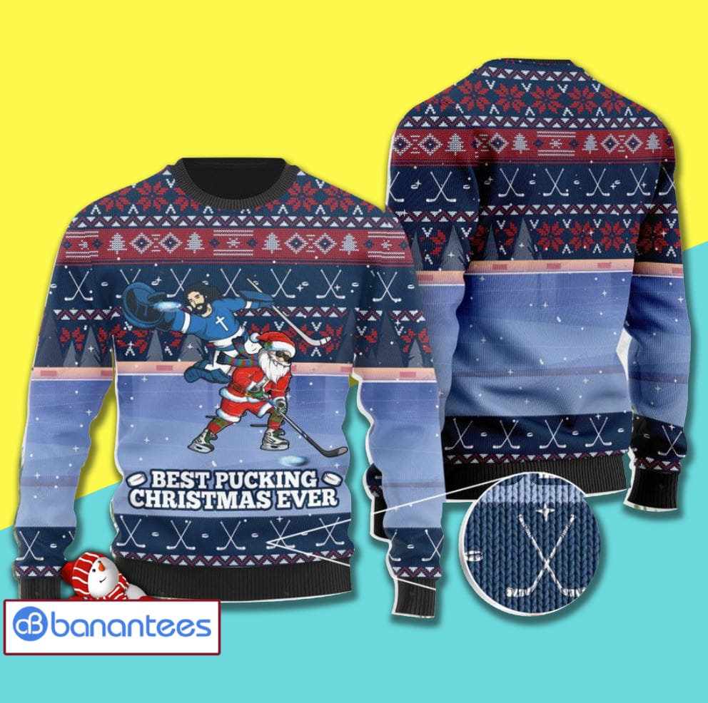 santa-clause-hockey-best-pucking-ever-vintage-pattern-full-print-ugly-christmas-sweater-1-XQTrH.jpg Santa Clause Hockey Best Pucking Ever Vintage Pattern Full Print Ugly Christmas Sweater Product Photo