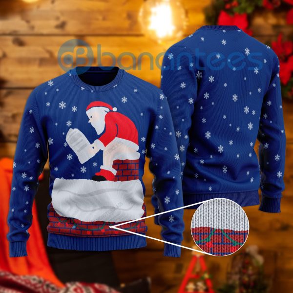Santa?s Log on the Fire All Over Printed Ugly Christmas Sweater Product Photo