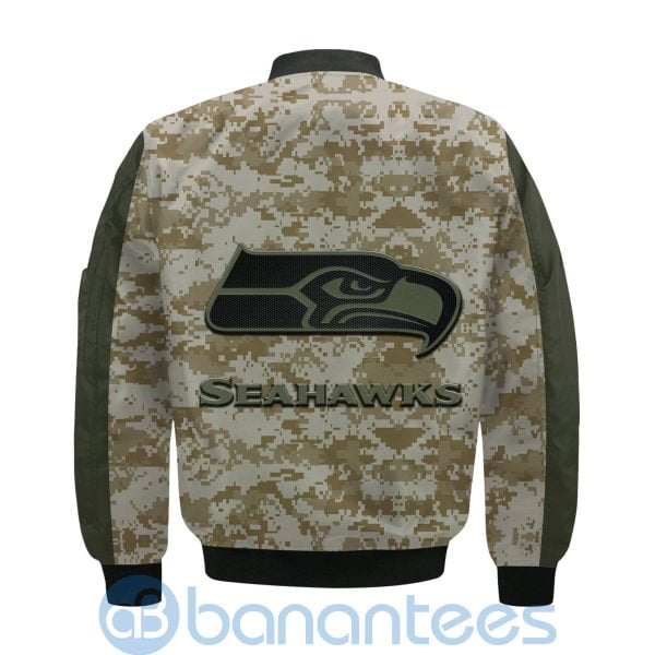 Seattle Seahawks American Football Team Logo Camouflage Custom Name Bomber Jacket Product Photo