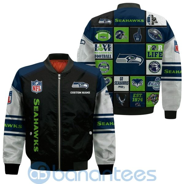 Seattle Seahawks Custom Name Bomber Jacket Product Photo