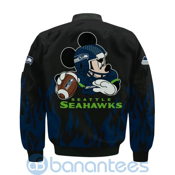 Seattle Seahawks Football Team Logo Disney Mickey Custom Name Bomber Jacket Product Photo