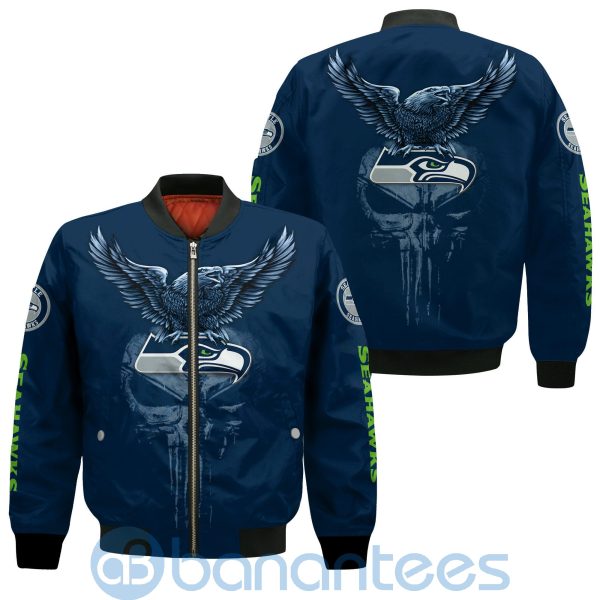 Seattle Seahawks Logo Eagle Skull Bomber Jacket Product Photo