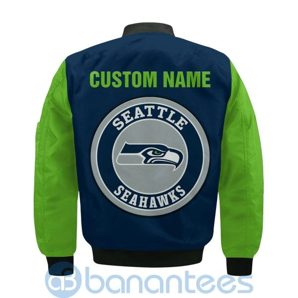 Seattle Seahawks Make Me Happy American Football Team Logo Custom Name Bomber Jacket Product Photo