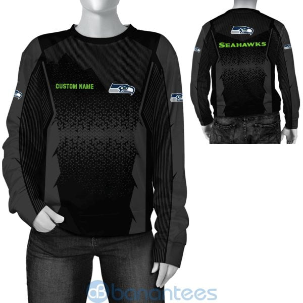 Seattle Seahawks NFL Football Team Custom Name Black 3D All Over Printed Shirt Product Photo