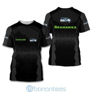 Seattle Seahawks NFL Football Team Custom Name Black 3D All Over Printed Shirt Product Photo