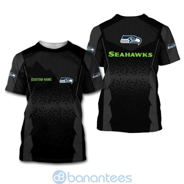 Seattle Seahawks NFL Football Team Custom Name Black 3D All Over Printed Shirt Product Photo