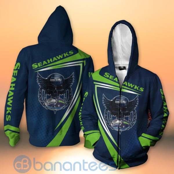 Seattle Seahawks NFL Skull American Football Sporty Design 3D All Over Printed Shirt Product Photo
