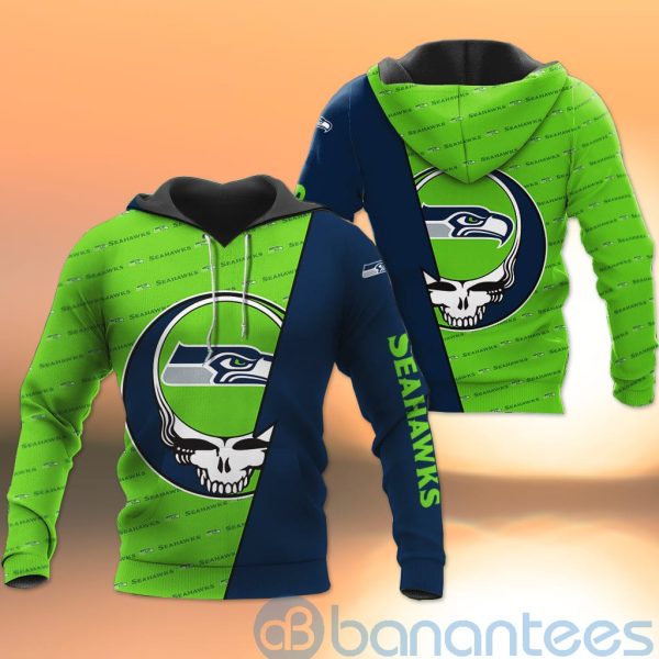 Seattle Seahawks NFL Team Logo Grateful Dead Design 3D All Over Printed Shirt Product Photo