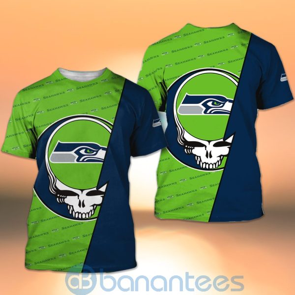 Seattle Seahawks NFL Team Logo Grateful Dead Design 3D All Over Printed Shirt Product Photo