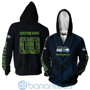 Seattle Seahawks NFL Team Logo Polynesian Pattern Custom Name Number 3D All Over Printed Shirt Product Photo