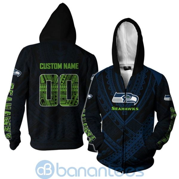 Seattle Seahawks NFL Team Logo Polynesian Pattern Custom Name Number 3D All Over Printed Shirt Product Photo