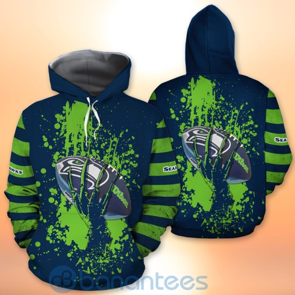 Seattle Seahawks Skull Hand NFL Football Team Logo Ball 3D All Over Printed Shirt Product Photo