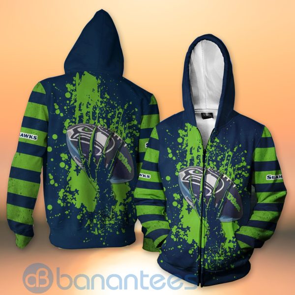 Seattle Seahawks Skull Hand NFL Football Team Logo Ball 3D All Over Printed Shirt Product Photo