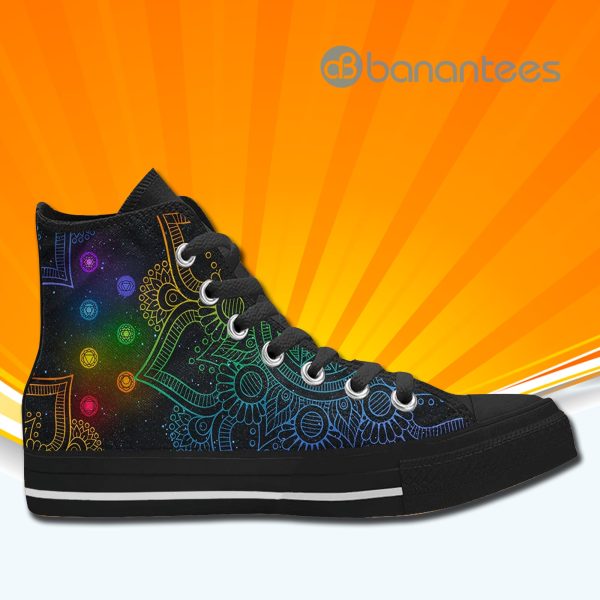 Seven Chakra Mandala High Top Canvas Shoes Sneakers For Men And Women Product Photo