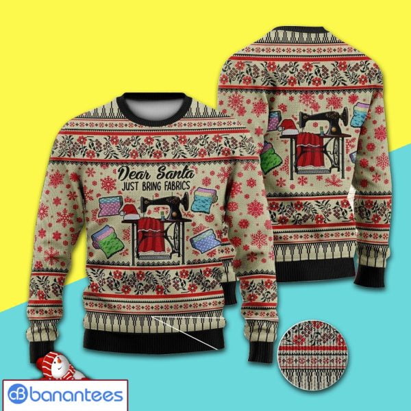 Sewing Machine And Fabrics In Christmas Full Print Ugly Christmas Sweater Product Photo