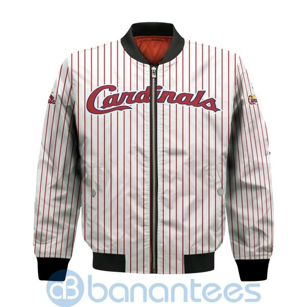 St Louis Cardinals Stripes Custom Name Number Bomber Jacket Product Photo