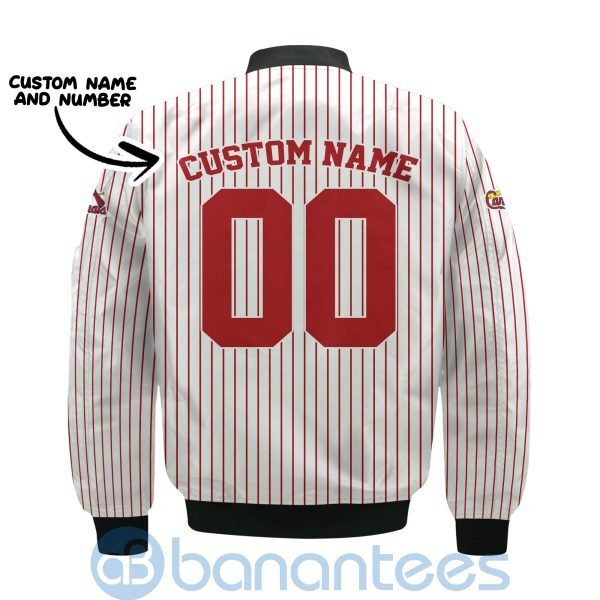 St Louis Cardinals Stripes Custom Name Number Bomber Jacket Product Photo