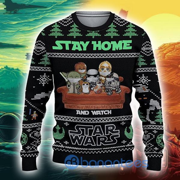 Stay Home Star Wars Christmas Pattern Ugly Sweater Product Photo