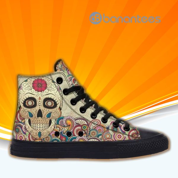 Sugar Skulls Mandala Floral High Top Canvas ShoesSneakers For Men And Women Product Photo