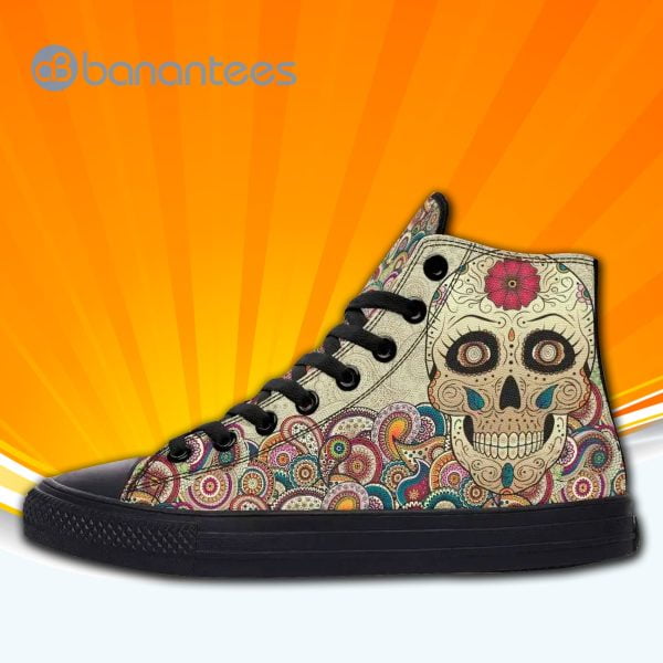 Sugar Skulls Mandala Floral High Top Canvas ShoesSneakers For Men And Women Product Photo