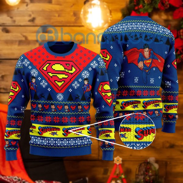 Superman Best Gift All Over Printed Ugly Christmas Sweater Product Photo