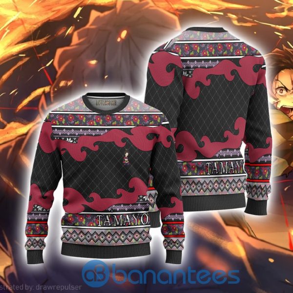 Tamayo Anime Ugly Christmas Sweater Demon Slayer Chibi All Over Printed 3D Shirt Product Photo