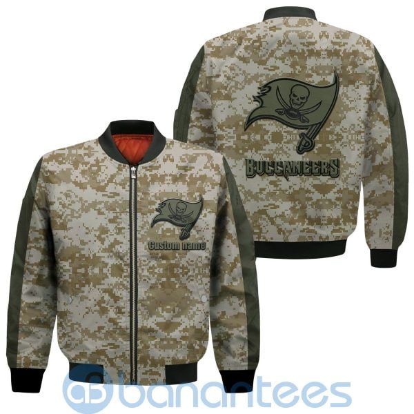 Tampa Bay Buccaneers American Football Team Logo Camouflage Custom Name Bomber Jacket Product Photo