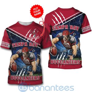 Tampa Bay Buccaneers Mascot Catching Ball Custom Name 3D All Over Printed Shirt Product Photo