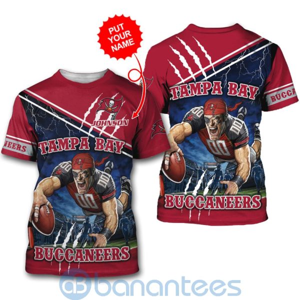 Tampa Bay Buccaneers Mascot Catching Ball Custom Name 3D All Over Printed Shirt Product Photo