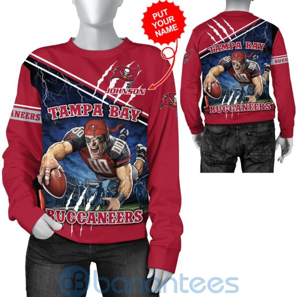 Tampa Bay Buccaneers Mascot Catching Ball Custom Name 3D All Over Printed Shirt Product Photo