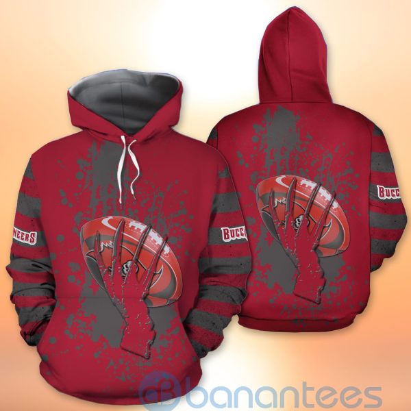 Tampa Bay Buccaneers Skull Hand NFL Football Team Logo Ball 3D All Over Printed Shirt Product Photo