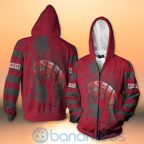 Tampa Bay Buccaneers Skull Hand NFL Football Team Logo Ball 3D All Over Printed Shirt Product Photo