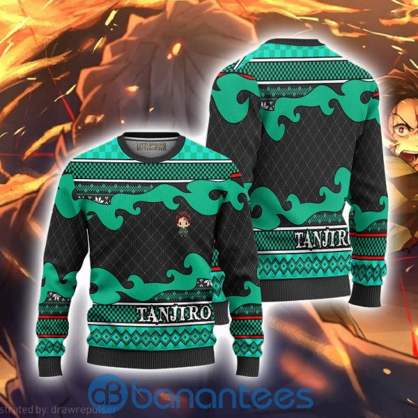 Tanjiro Kamado Anime Ugly Christmas Sweater Demon Slayer Chibi Full Printed Shirt Product Photo