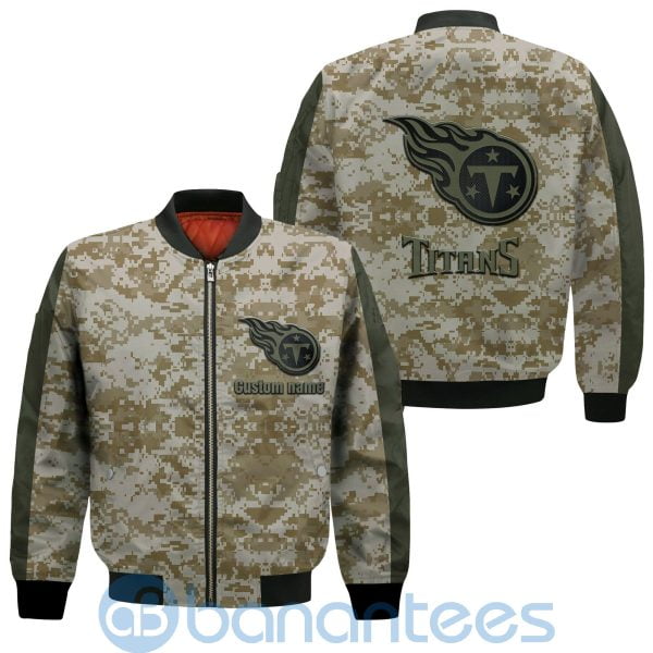 Tennessee Titans American Football Team Logo Camouflage Custom Name Bomber Jacket Product Photo