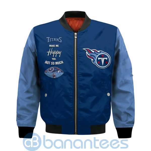 Tennessee Titans Make Me Happy American Football Team Logo Custom Name Bomber Jacket Product Photo