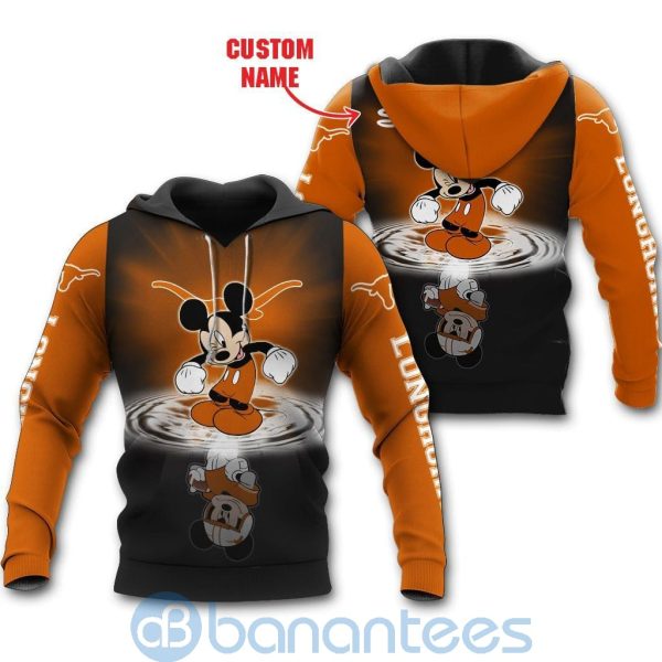 Texas Longhorns Disney Mickey Mouse In Water Custom Name 3D All Over Printed Shirt Product Photo