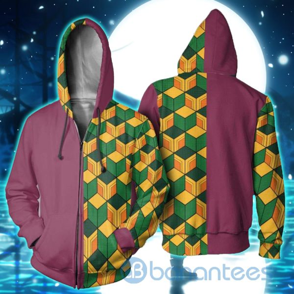 Tomioka Giyuu Costume Demon Slayer Anime All Over Printed 3D Shirt - 3D Zip Hoodie - Red