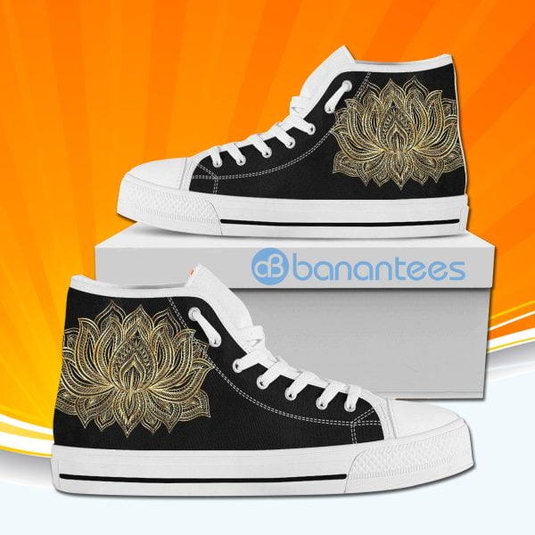 Trippy Lotus Flower High Top Canvas Shoes Sneakers For Men And Women Product Photo