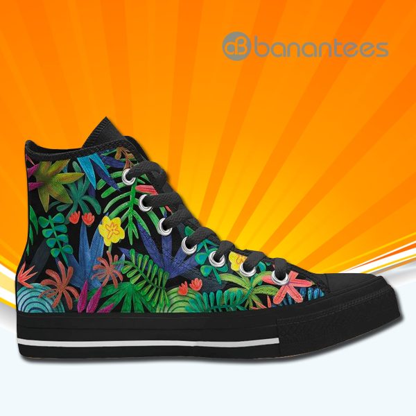 Tropical Palm Leaves High Top Canvas Shoes Sneakers For Men And Women Product Photo