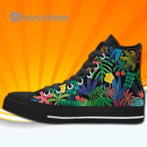 Tropical Palm Leaves High Top Canvas Shoes Sneakers For Men And Women Product Photo