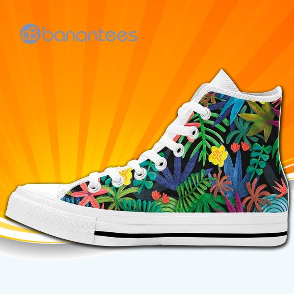 Tropical Palm Leaves High Top Canvas Shoes Sneakers For Men And Women Product Photo