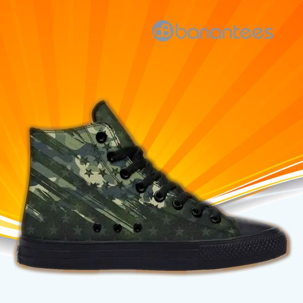 U.S Army Veterans Flag Military High Top Canvas ShoesSneakers For Men And Women Product Photo