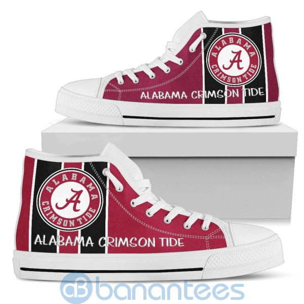 Vertical Stripes Style Alabama Crimson Tide High Top Shoes Product Photo