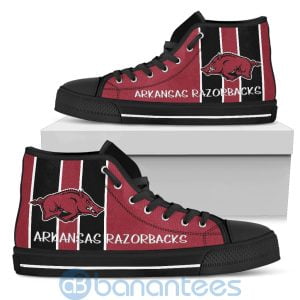 Vertical Stripes Style Arkansas Razorbacks High Top Shoes Product Photo