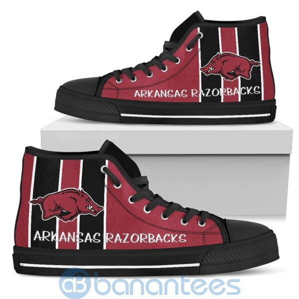 Vertical Stripes Style Arkansas Razorbacks High Top Shoes Product Photo