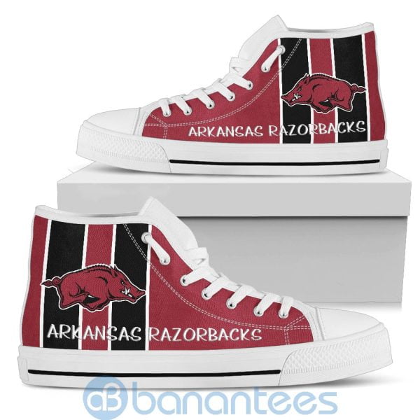 Vertical Stripes Style Arkansas Razorbacks High Top Shoes Product Photo