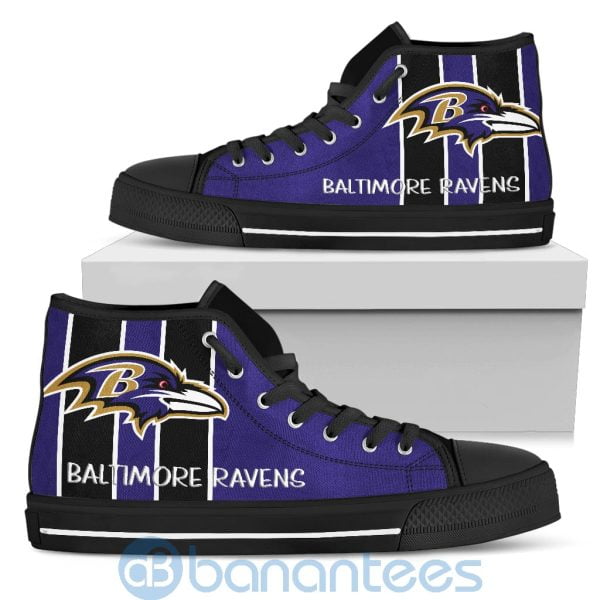 Vertical Stripes Style Baltimore Ravens High Top Shoes Product Photo