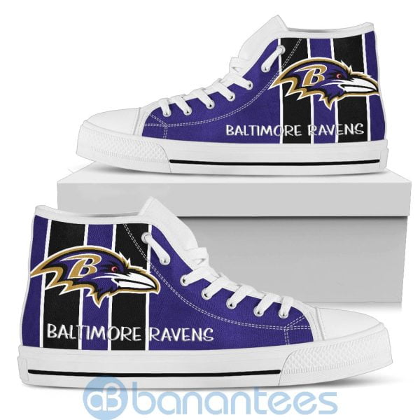 Vertical Stripes Style Baltimore Ravens High Top Shoes Product Photo