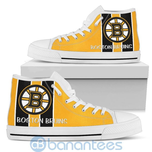 Vertical Stripes Style Boston Bruins High Top Shoes Product Photo