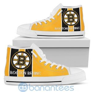 Vertical Stripes Style Boston Bruins High Top Shoes Product Photo